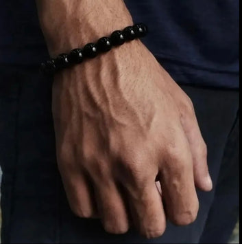 3 Ka Combo Bar Neck Pendant With Black Titanium Finger Ring & Black Bead Bracelet