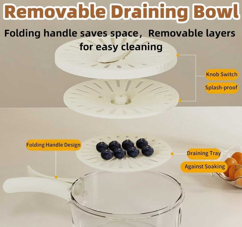 2 in 1 Drainer and Strainer, Draining Basket with Lid