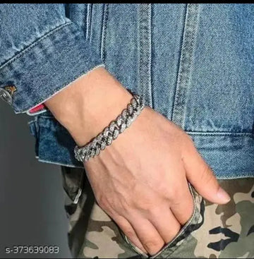 Hip-Hop Style Cuban Chain Bracelet for Men Sterling Silver