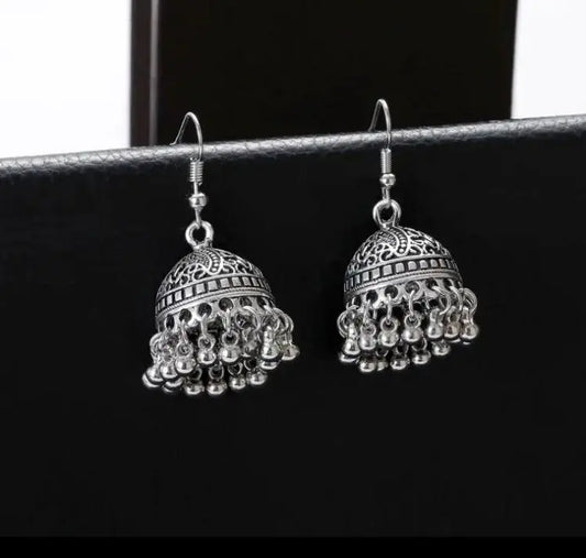 Silver Oxidized Jhumka Earrings